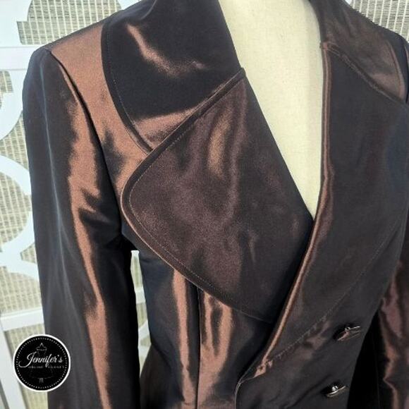 Ellen Tracy Bronze Iridescent Double Breasted Formal Blazer/Jacket Size 12 - Picture 4 of 13